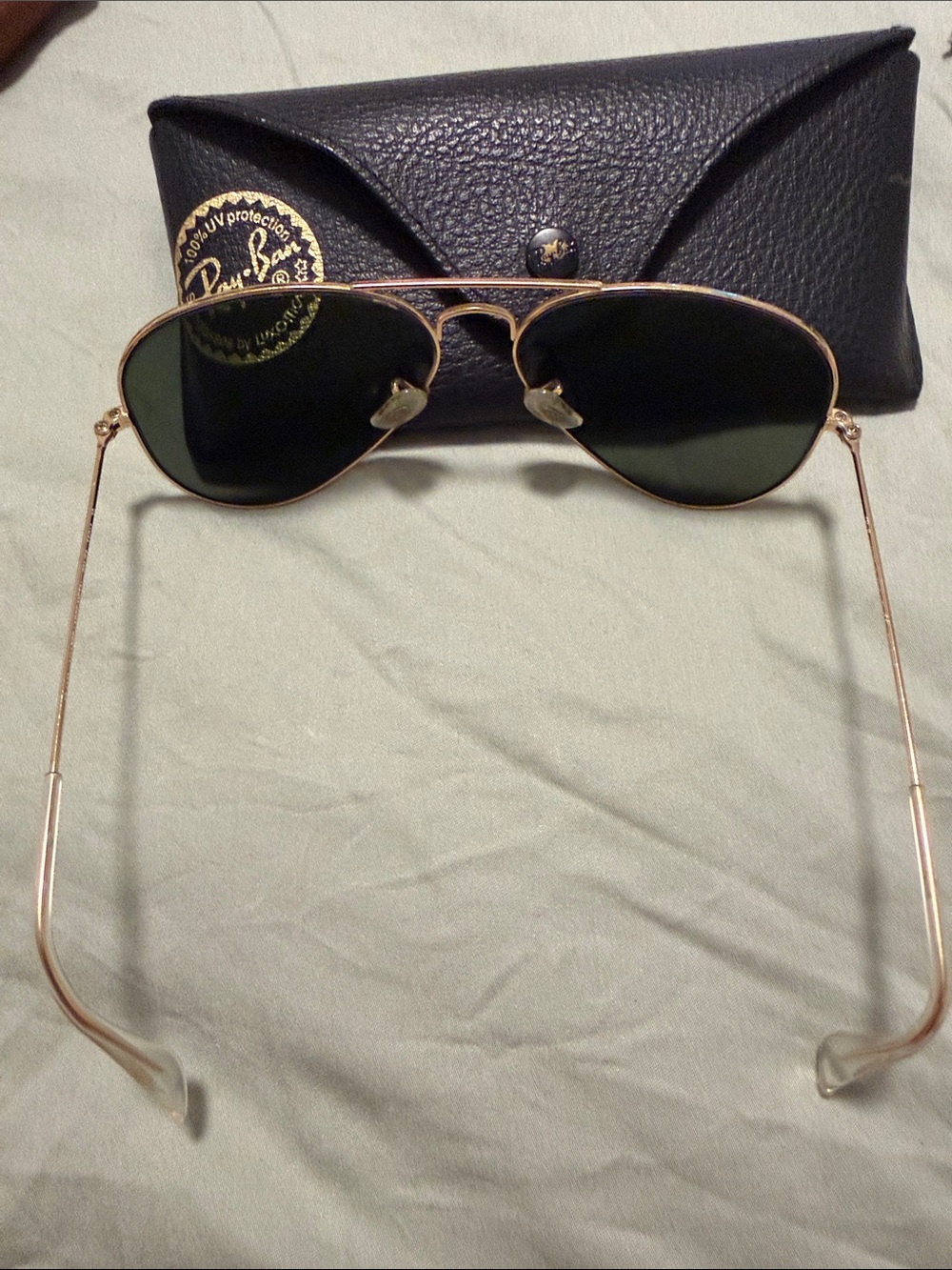 Ray-Ban Gold Metal Aviator Sunglasses with Black Lenses - Picture 5 of 5